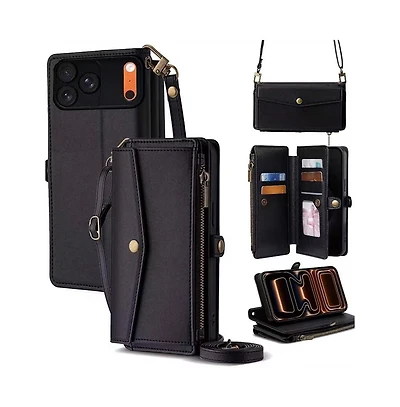Artudatech 5-in-1 Wallet Case for iPhone 17 - Card Holder with Zipper Pocket, Wrist and Crossbody Straps