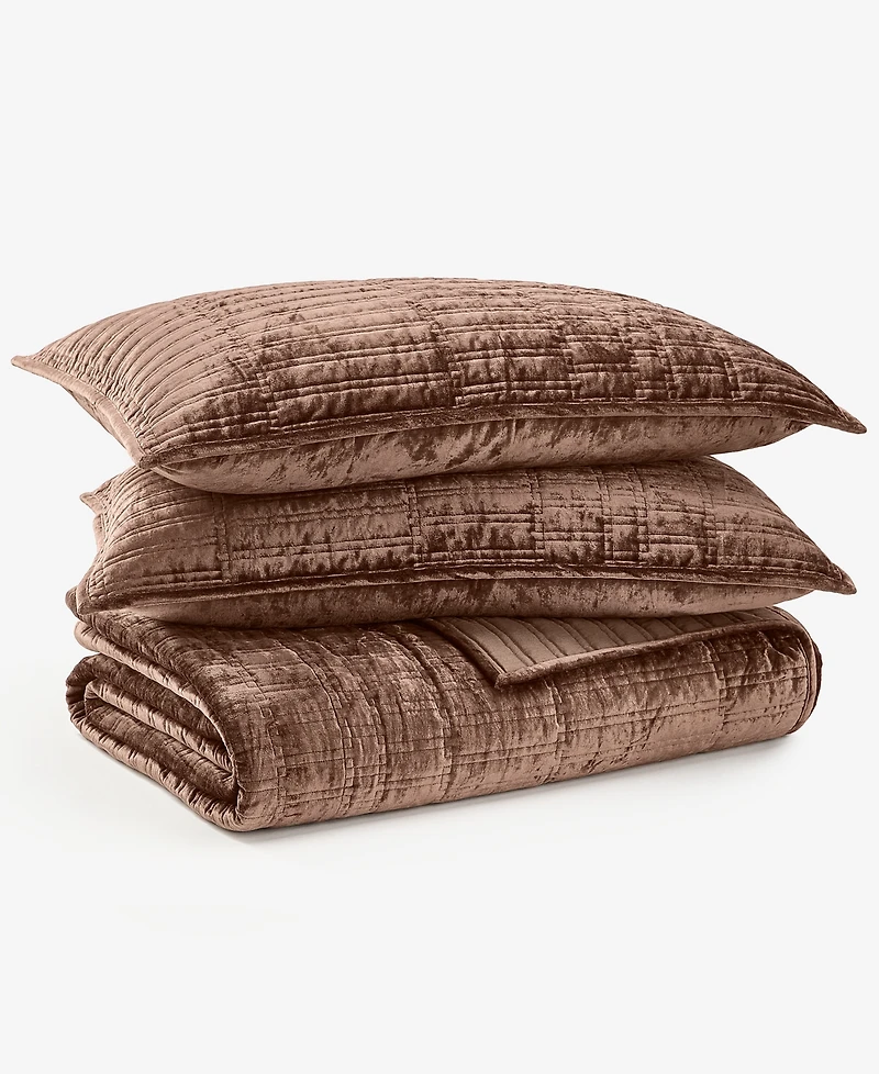 Hotel Collection Bevel Velvet Quilted 3-Piece Coverlet Set, King, Macy's Exclusive