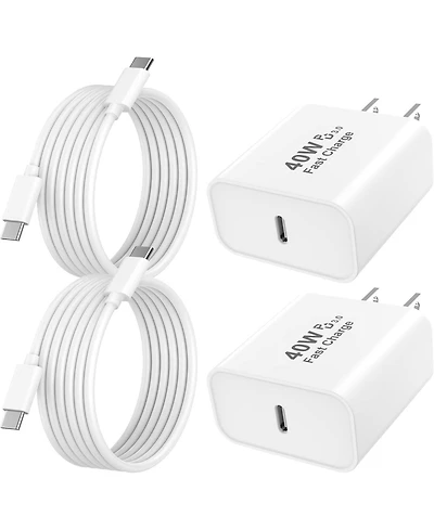 Gonez 40W Usb C Fast Charger with 6FT Type C Cable Compatible for iPhone 17, 17 Pro, 17 Pro Max, 16, 15 Series, 2 Pack
