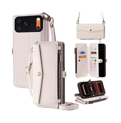 Artudatech 5-in-1 Wallet Case for iPhone 17 - Card Holder with Zipper Pocket, Wrist and Crossbody Straps
