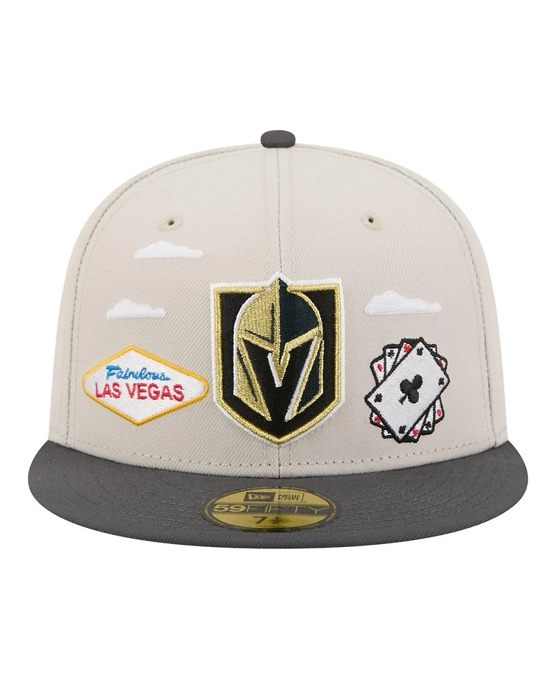 New Era Men's Tan/Black Vegas Golden Knights Localized City Icon 59FIFTY Fitted Hat
