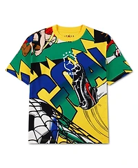 Jordan Big Boys and Girls Yellow Brazil National Team Boxy Goal T-Shirt