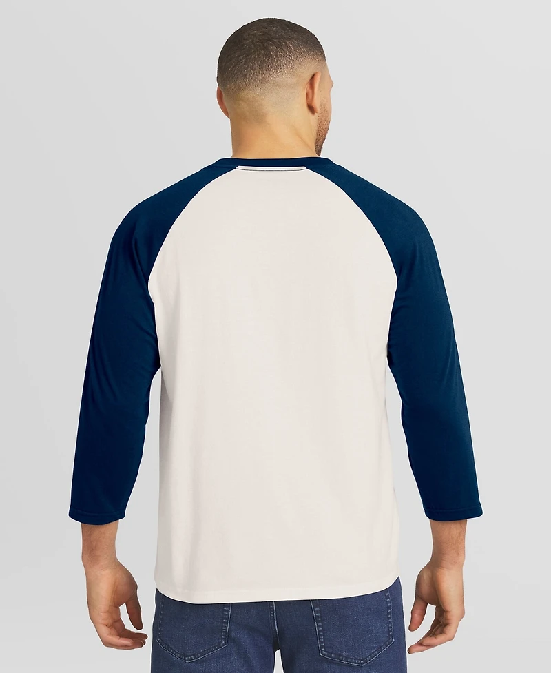 Darius Rucker Collection By Fanatics Men's Cream/Navy Los Angeles Dodgers Americana 3/4-Sleeve Raglan T-Shirt