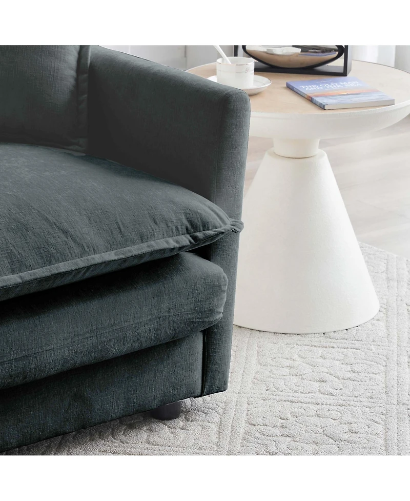 Boyel Living Modern Accent Chair with Ottoman, Room Club Chenille Upholstered Armchair , Reading for Bedroom, Blue