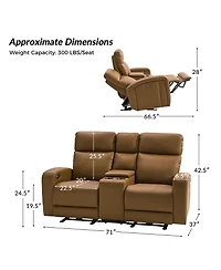 Hulala Home Basit 71" Modern Power Zero Gravity Theater Seating Recliner Sofa with Storage Armrest And Cup Holders