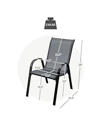 Sugift Set of 4 Stackable Patio Dining Chairs with Curved Armrests and Steel Frame