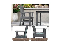 Sugift Set of 4 Patio Dining Chairs with Wide Armrests and Hdpe Slatted Backrest