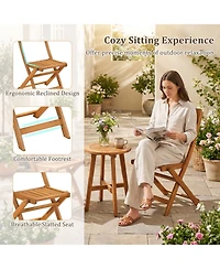 Sugift 2 Pack Folding Wood Dining Chairs with Slatted Backrest and Seat