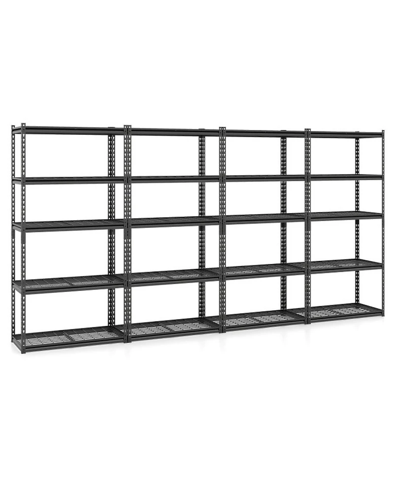 Sugift Set of 4 5-Tier Heavy-Duty Metal Shelving Units with Adjustable Wire Racks