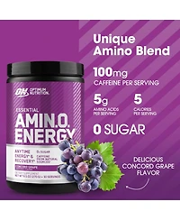 Optimum Nutrition Essential Amin.o. Energy 30 Servings, Blue Raspberry, 100mg Caffeine and 5g Amino Acids for Energy and Recovery