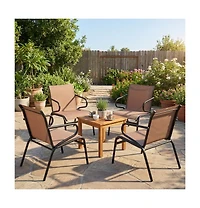 Gouun Set of 4 Outdoor Dining Chairs with Breathable Quick-Dry Fabric