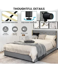 Gouun Full Upholstered Platform Bed Frame with Tufted Headboard and 4 Drawers