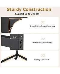 Gouun Rolling Computer Desk with Reversible Fabric Storage Bag