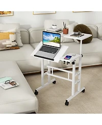 Gouun Mobile Standing Desk with 2 Tilting Desktops and Lockable Wheels