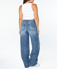 Celebrity Pink Women's Mid-Rise Wide-Leg Slouchy Jeans