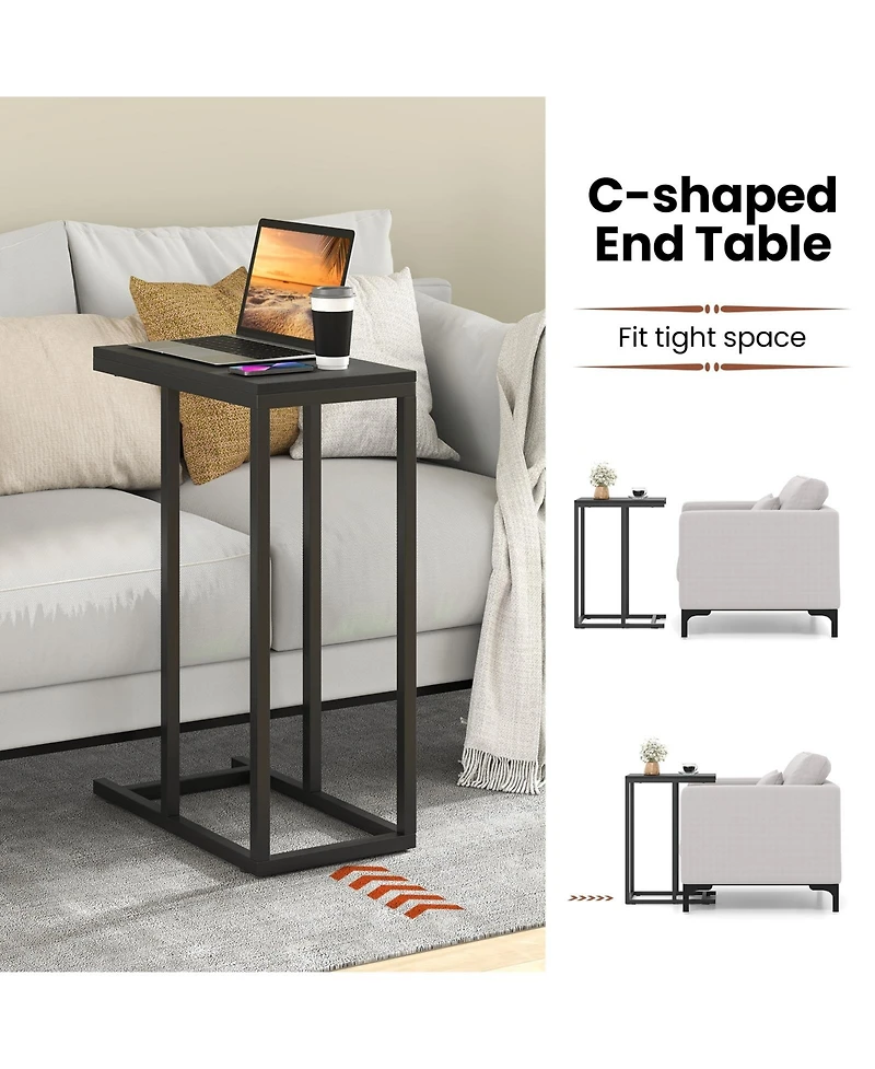 Slickblue C-Shaped Side Table Space-Saving and Modern Accent for Living Room