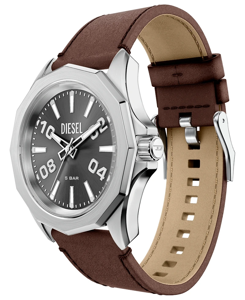 Diesel Men's Stinger Quartz Brown Leather Watch 44mm