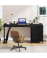 Tribesigns Computer Desk with 3 Drawers, Pc Desk with Reversible Drawers,Study Writing Table Workstation,File Storage for Home Office