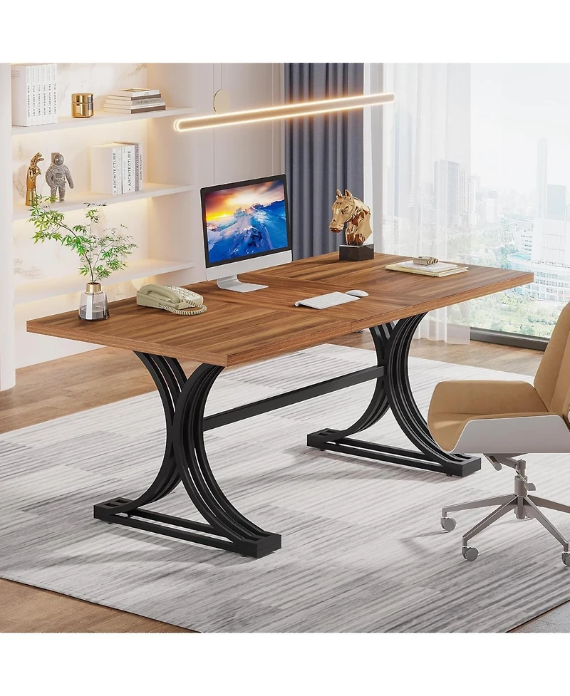 Tribesigns 63" Large Office Desk,Modern Executive Desks with Stylish Legs,Wood Computer Desk,Business Work Desk for Home Office
