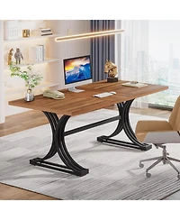 Tribesigns 63" Large Office Desk,Modern Executive Desks with Stylish Legs,Wood Computer Desk,Business Work Desk for Home Office