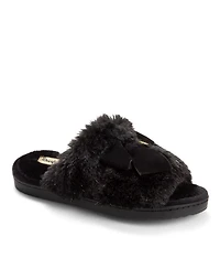 Dearfoams Women's Bianca Pile Slide Slipper with Bow