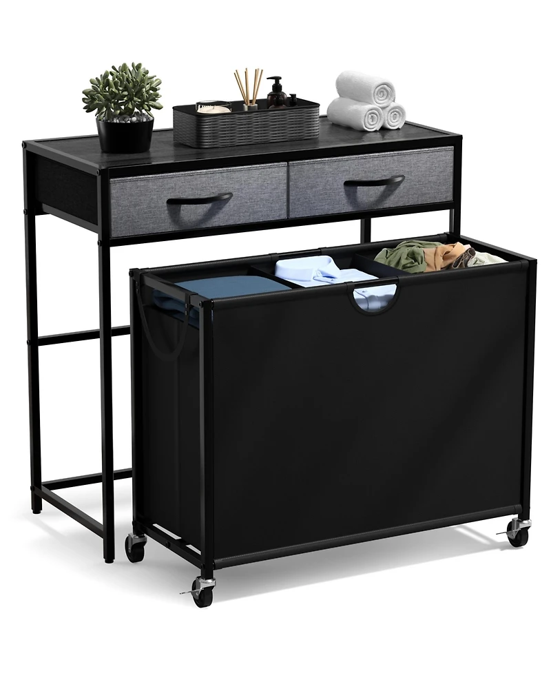 Sorbus Dresser with 3 Section Laundry Hamper and 2 Drawers for Room Organization