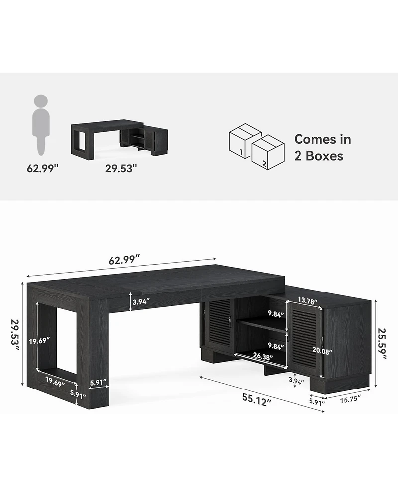 Tribesigns Large 63" L Shaped Executive Desk with File Cabinet,Modern Corner Computer Desk for Home Office Furniture Workstation
