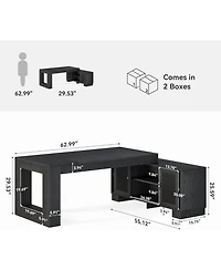 Tribesigns Large 63" L Shaped Executive Desk with File Cabinet,Modern Corner Computer Desk for Home Office Furniture Workstation