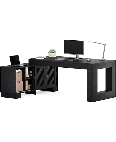 Tribesigns Large 63" L Shaped Executive Desk with File Cabinet,Modern Corner Computer Desk for Home Office Furniture Workstation