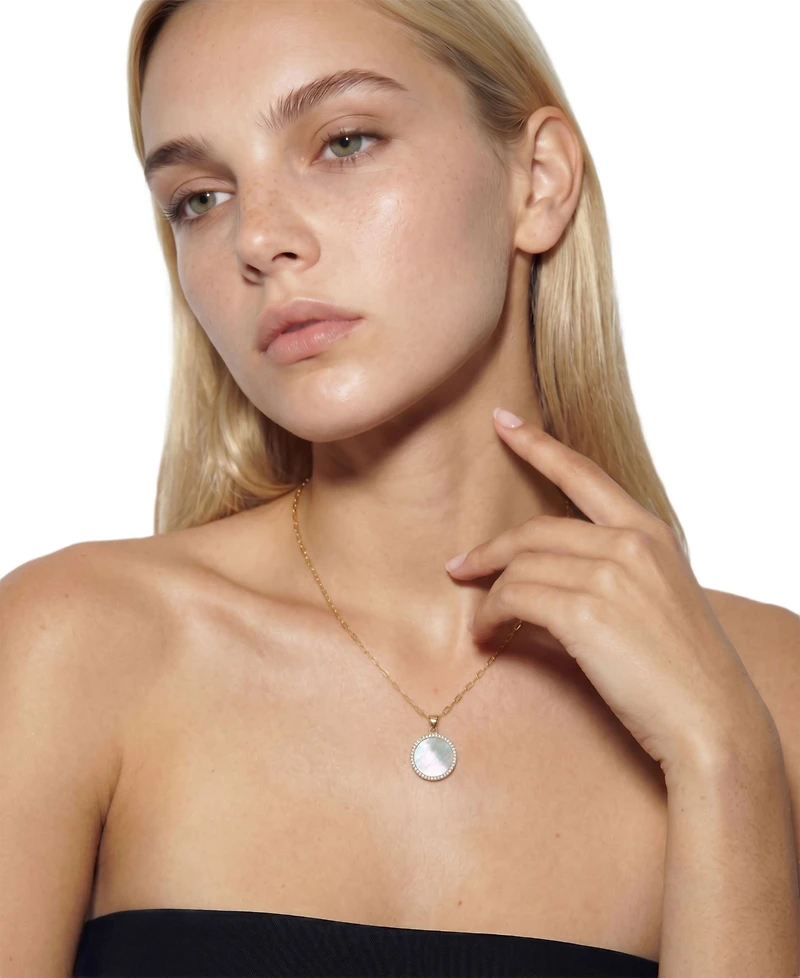 St. Moran Gold Natural Imitation Pearl Halo Serra Pendant Necklace