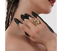 Sohi Women's California Gold The Basket Weave Statement Ring