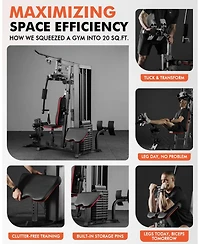 Mikolo Home Gym Station with 150LB Weight Stack, Multi-Function Exercise Equipment for Full Body Training