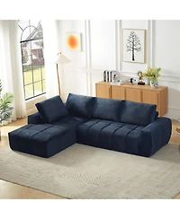 Sailvan Faux Fur L-Shape Luxury Sectional Oversized Sofa, Comfy Sleeper Couch,No Assembly Required