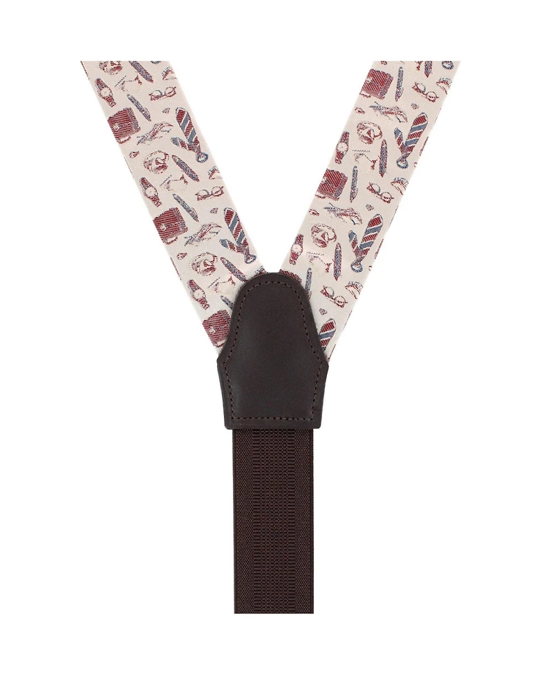 Trafalgar Men's Day At The Office Novelty Silk Button End Suspenders