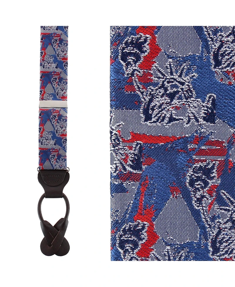 Trafalgar Men's Freedom's Torch Patriotic Silk Novelty Button End Suspenders