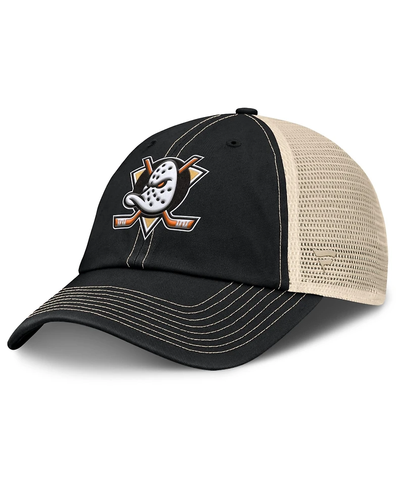 Fanatics Men's Black/Natural Anaheim Ducks Rival Trucker Adjustable Hat