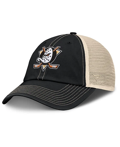 Fanatics Men's Black/Natural Anaheim Ducks Rival Trucker Adjustable Hat