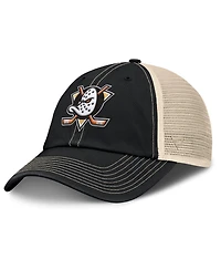 Fanatics Men's Black/Natural Anaheim Ducks Rival Trucker Adjustable Hat