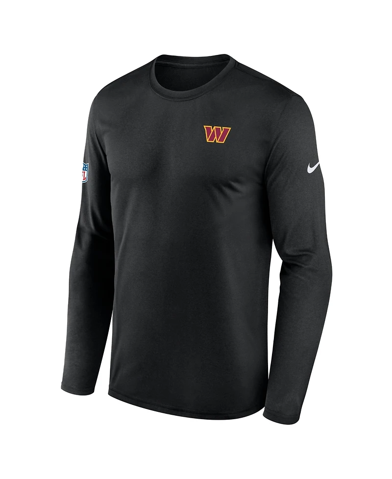 Nike Men's Black Washington Commanders Sideline Small Logo Legend Dri-fit Long Sleeve T-Shirt