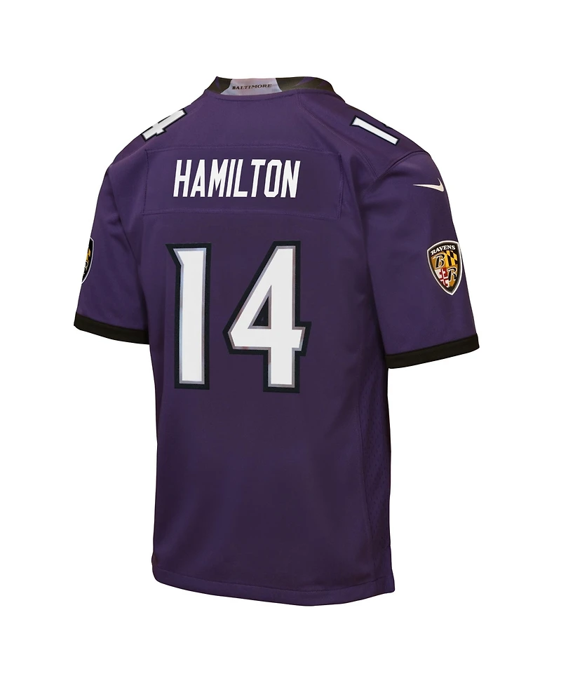 Nike Big Boys and Girls Kyle Hamilton Purple Baltimore Ravens Team Game Jersey