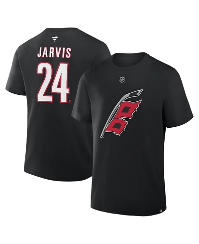 Fanatics Men's Seth Jarvis Black Carolina Hurricanes Authentic Stack Name & Number T-Shirt
