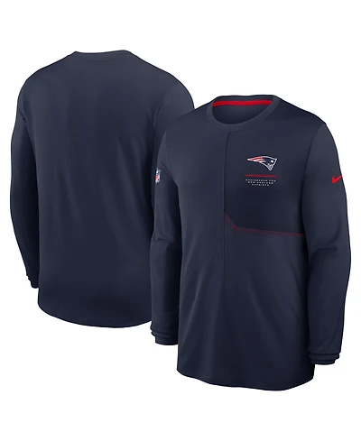 Nike Men's Navy New England Patriots Sideline Coaches Uv Dri-fit Long Sleeve T-Shirt