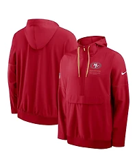 Nike Men's Scarlet San Francisco 49ers Sideline Anorak Half-Zip Hooded Jacket