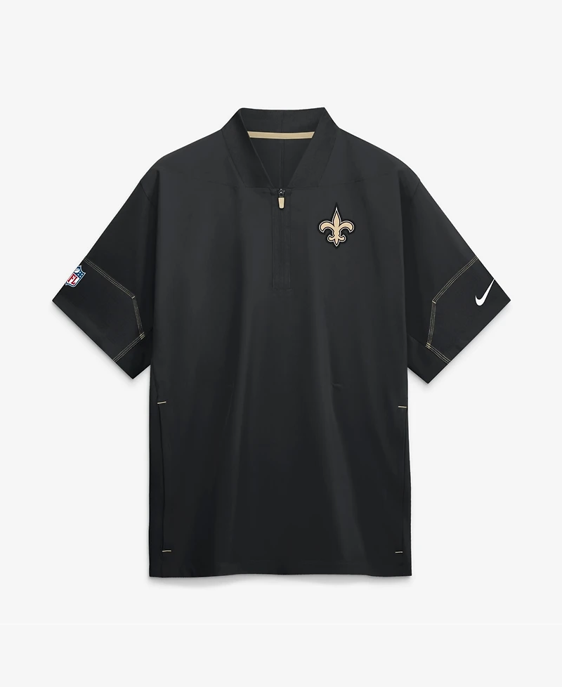 Nike Men's Black New Orleans Saints Sideline Short Sleeve Quarter-Zip Coaches Jacket