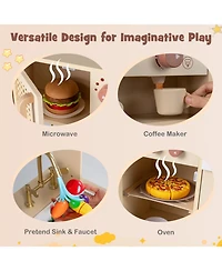 Slickblue Kids Pretend Play Kitchen with Realistic Lights and Sounds