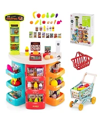 Slickblue 76 Piece Kids Grocery Store Play Set with Shopping Cart Pretend