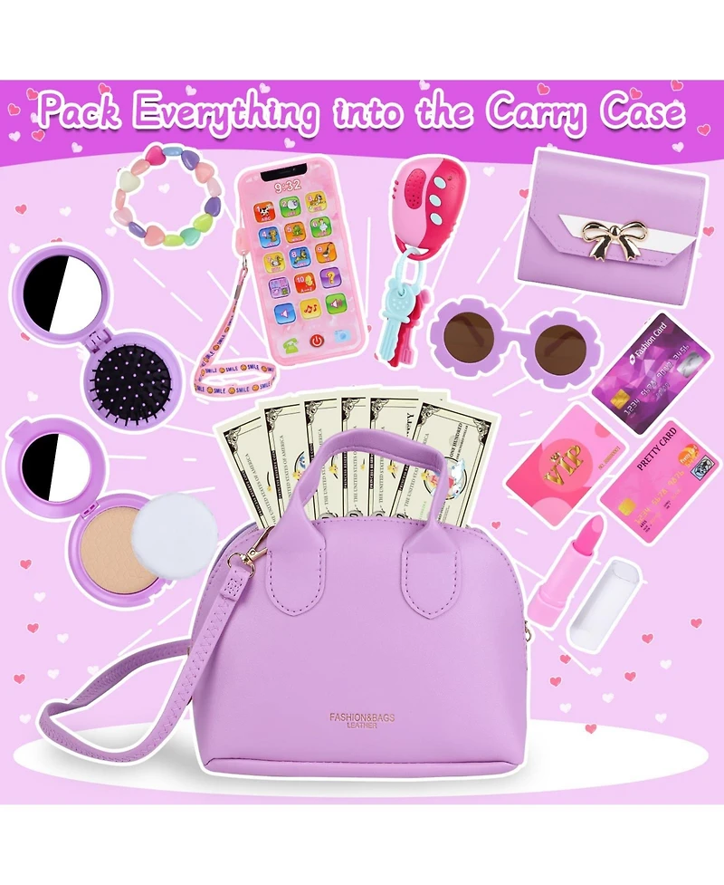 Gnuadz Play Purse Handbag Makeup Set Sunglasses Smartphone Wallet Car Keys Credit Cards Money