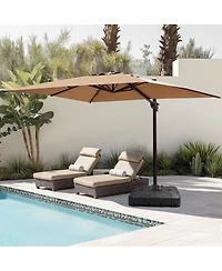 Pellebant Outdoor Patio 9X12Feet Aluminum Cantilever Umbrella with Wheel Base