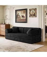 Maison Boucle 78.74'' Corduroy Convertible Sleeper Sofa Bed, 3 Seater, Floor