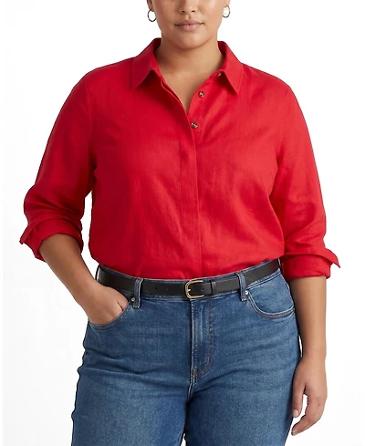 Universal Standard Plus Elbe Stretch Linen Shirt